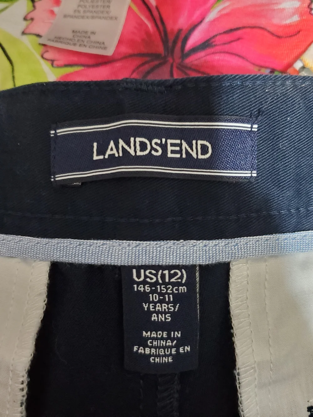 Lands' End Navy Blue Kids Chinos School Uniform Boys Size 12